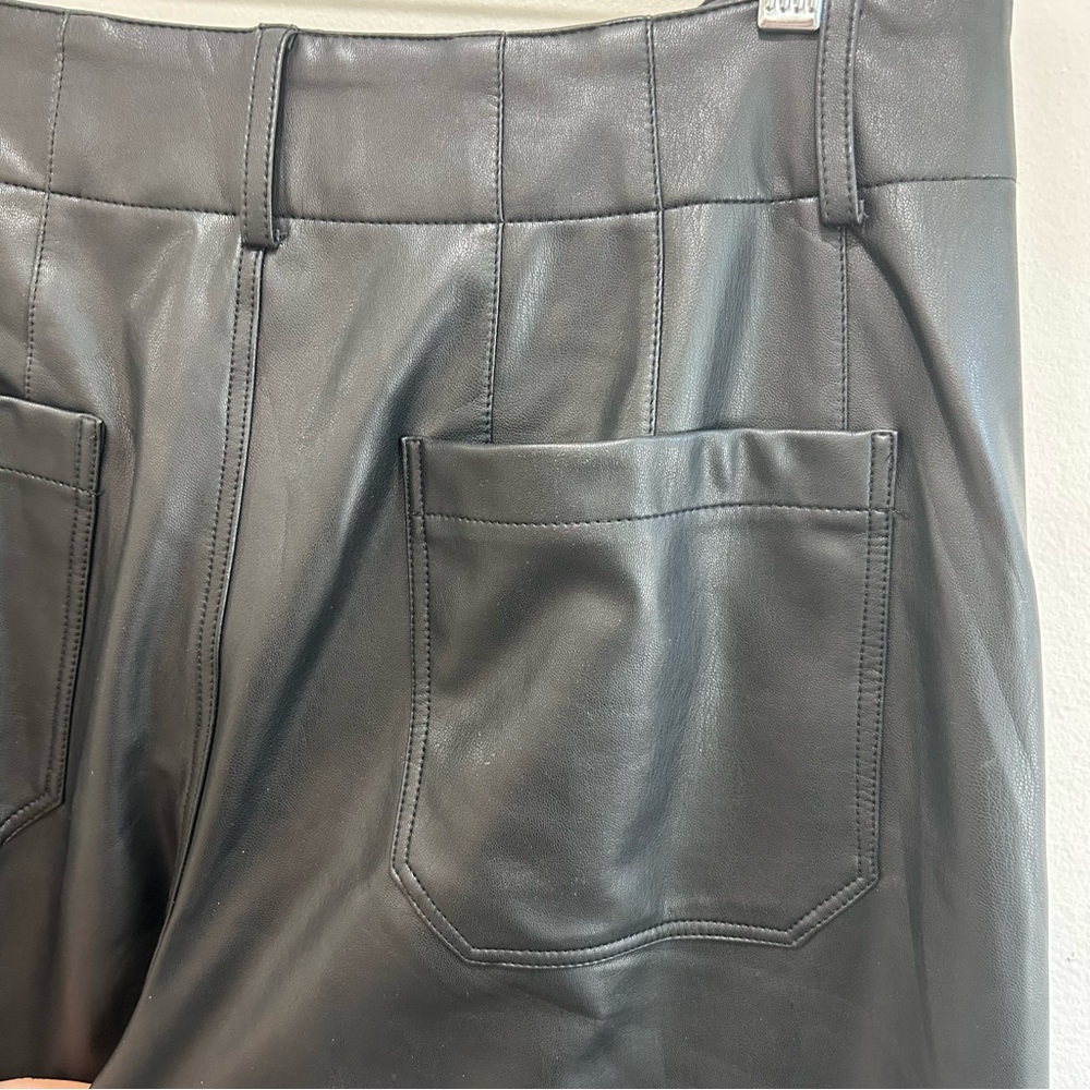 Maeve Anthropologie The Colette Cropped Wide-Leg Faux Leather Pants 31 Black - Picture 6 of 8